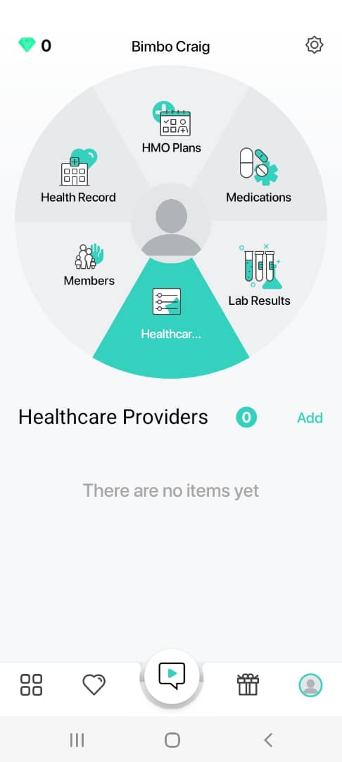 screenshot of the octodoc app profile screen